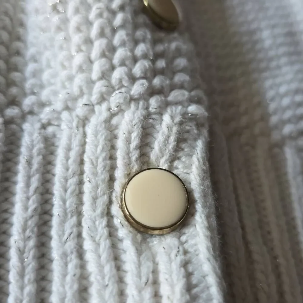 Gymboree Girls Size Small 5/6 Cream Metallic Fleck Enamel Button Down Cardigan